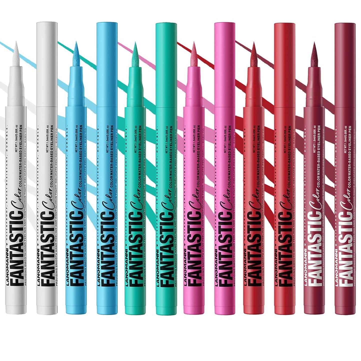 LANGMANNI 4 Colors Matte Liquid Eyeliner Set, Neon Colorful Pigmented With Long-lasting, Smudgeproof & Waterproof Eye Liner Makeup for Bold & Stunning Looks - Gift for Girls(#123456)