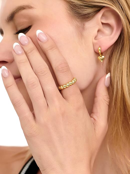 DEVATA Gold or Rhodium Plated Sterling Silver 925 – Eternity, Band Ring for Women – Heart, Knot, Clover, Infinity, Mariner, Cable, Curb, Cuban, Figaro, Daisy, Rope, Ribbed, Dome