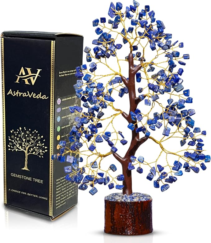 Lapis Lazuli Tree of Life - Crystal Feng Shui Positive Energy Meditation Gift - Spiritual Items With 300 Beads