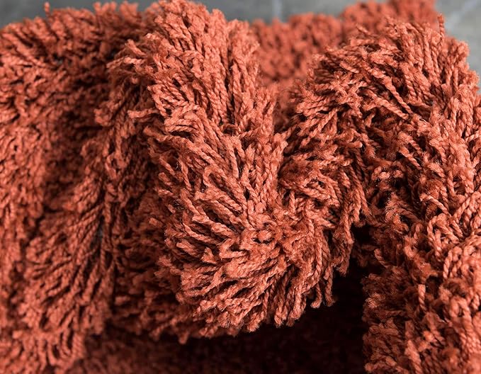 Unique Loom Solid Shag Collection Area Rug (2' x 3' 1" Rectangle, Terracotta)