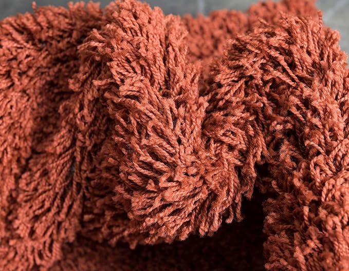 Unique Loom Solid Shag Collection Area Rug (10' x 13' 1" Rectangle, Terracotta)