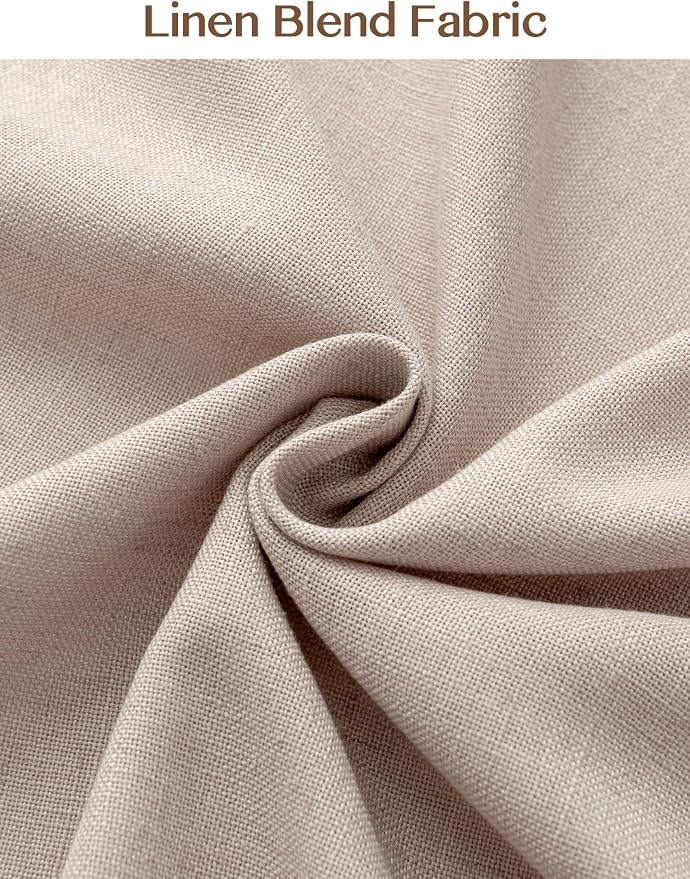 Liz Pinch Pleated Linen Curtains Light Filtering Curtains for Living Room, Farmhouse Window Curtains for Bedroom, Modern Drapes with Hooks and Rings, 102 Inches Long, Tapioca, 2 Panels Set