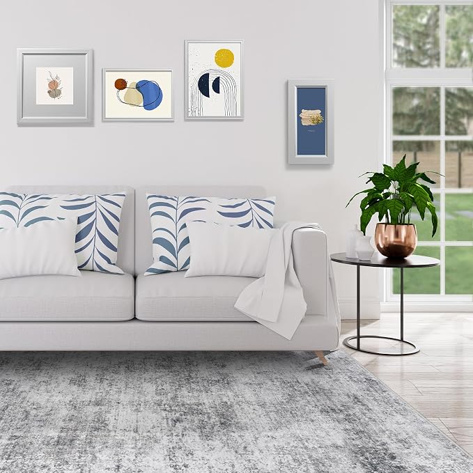 5x7 Area Rugs for Living Room Rug Washable: Modern Rug for Dining Room Bedroom Carpet Non Slip Low Pile 5 by 7 Indoor Abstract Nursery Home Office Grey