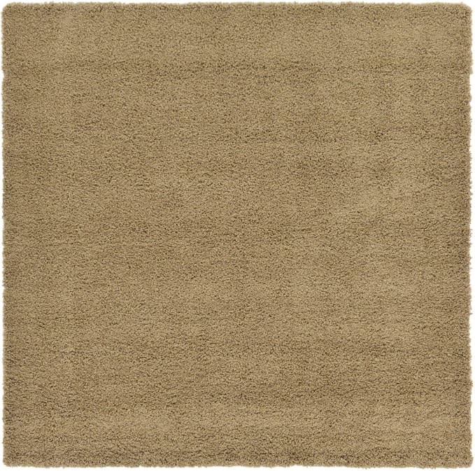 Unique Loom Solid Shag Collection Area Rug (7' 10" Square, Sandy Brown)