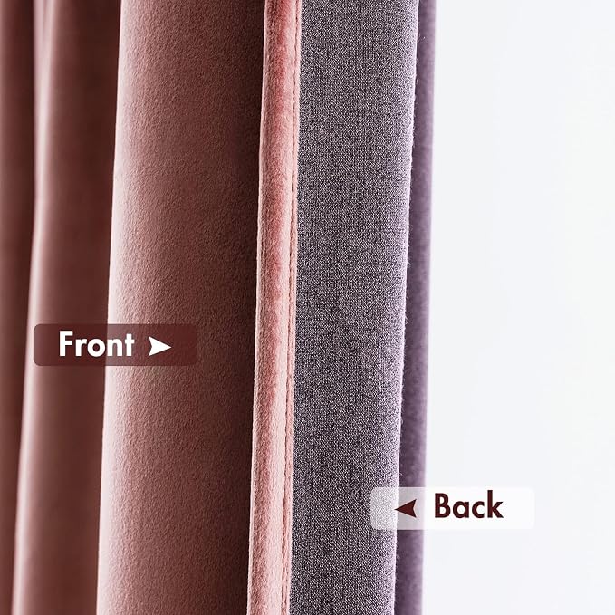 MIULEE Dusty Rose Pink Blackout Velvet Curtains Drapes 96 Inch Long 66"x96" | Luxurious Bedroom Living Room Decor, Room Darkening, Thermal Insulated, Rod Pocket Design, Super Soft Fabric