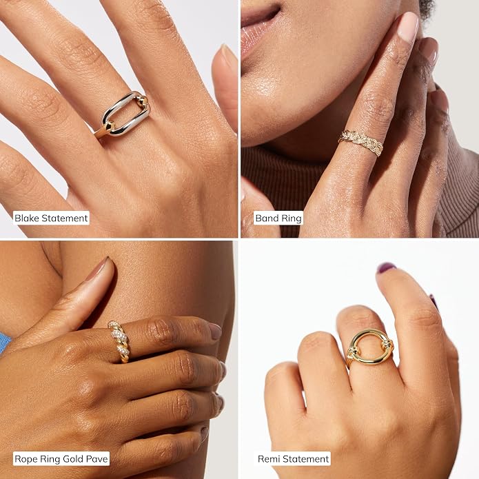Ana Luisa Gold Rings for Women - 14K Gold Plated Rings for Women Non Tarnish - Trendy Stacking Ring for Daily Wear - Twisted, Heart, Eternity Ring Styles - Hypoallergenic & Water-Resistant Jewelry