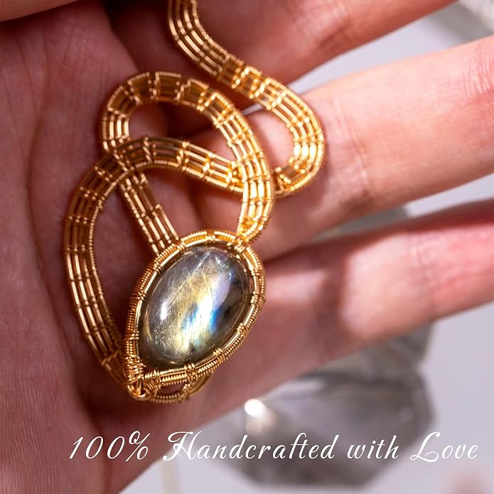Natural Faceted Labradorite Pendant Necklace – Unique Stone of Magic & Transformation, Iridescent Flash Gemstone Jewelry, Handmade Healing Crystal Gift for Women, Birthday, Anniversary, Spiritual Awakening & Intuition