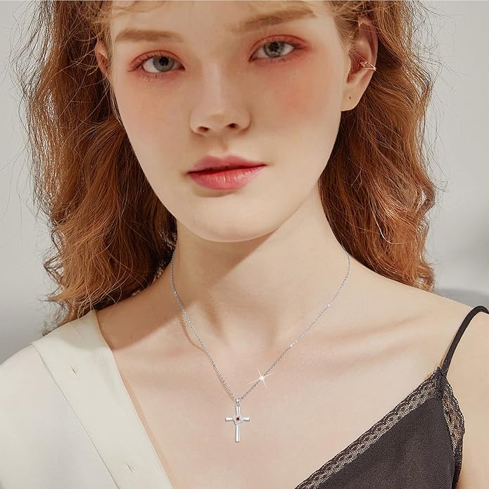 Cross Necklace for Women 925 Sterling Silver Crucifix Pendant Christian Cross Jewelry for Women Men