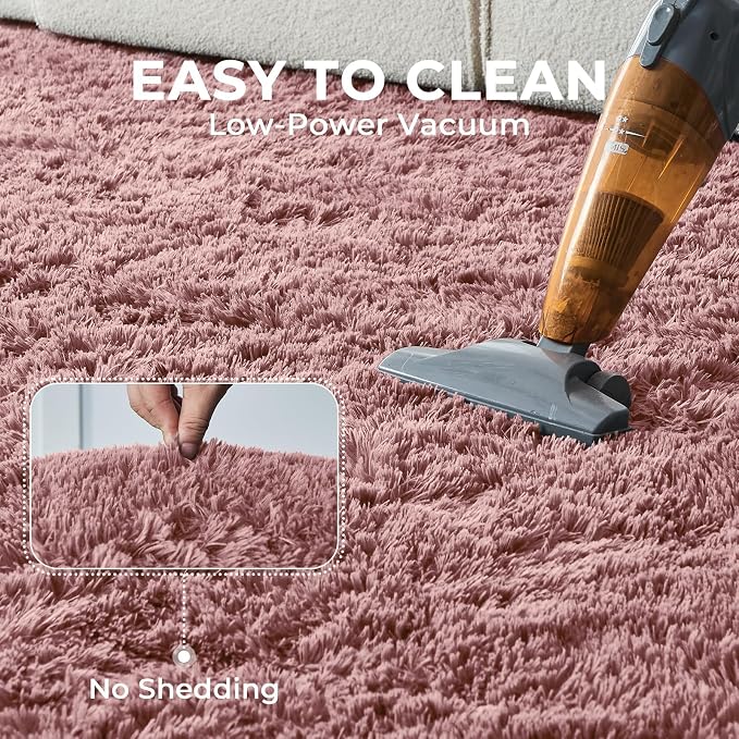 OPPODREAM 4x6 Blush Rugs for Bedroom, Ultra-Soft Fluffy Area Rugs for Living Room, 4 x 6 Shag Carpet for Nursery, Kids, Girl, Boy, Baby, Plush, Fuzzy, Shaggy, Cute Home Decor