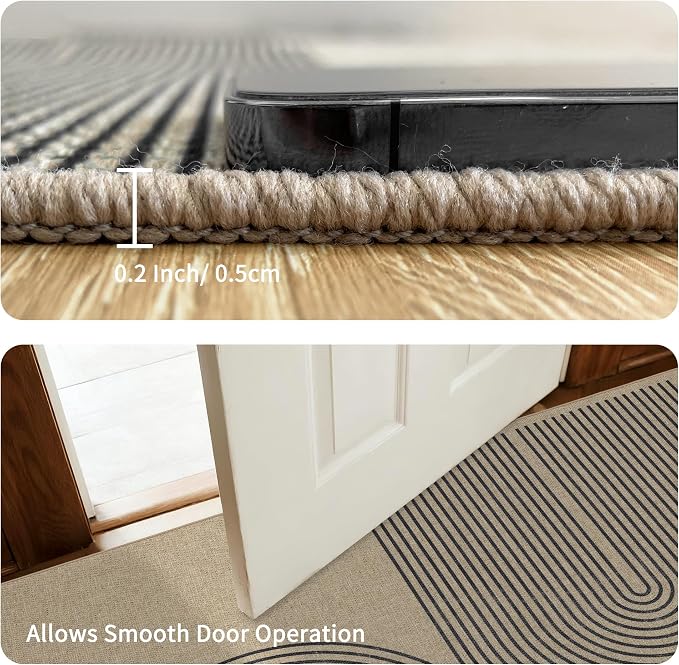 Easy Jute Rug for Pet Homes: 4x6 Outdoor Rug - Black Stripes | Washable Design Cuts Your Cleaning Time by 75% and Maintain Shape and Texture after 50 Machine Wash Cycles
