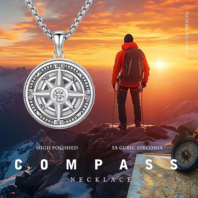 Compass Necklace for Women Graduation Gifts 925 Sterling Silver Celtic Knot Compass Pendant Graduation Jewelry Inspirational Travel Gifts for Women