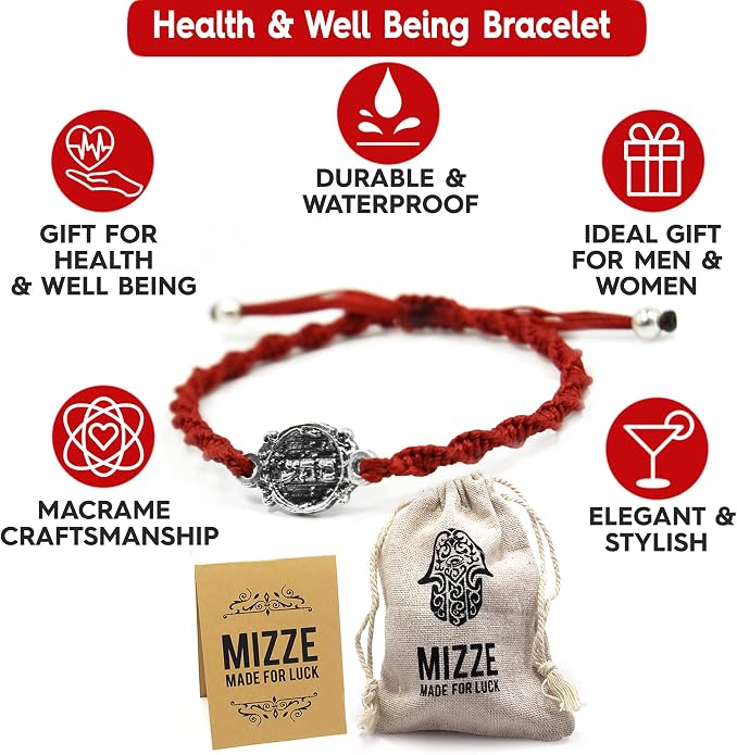 Sterling Silver Charm Bracelet on Red Macrame for Men & Women - Adjustable to 7.5" with Health & Well Being Active Life Motivation Amulet - Gift for Runners, Marathon & Sports People