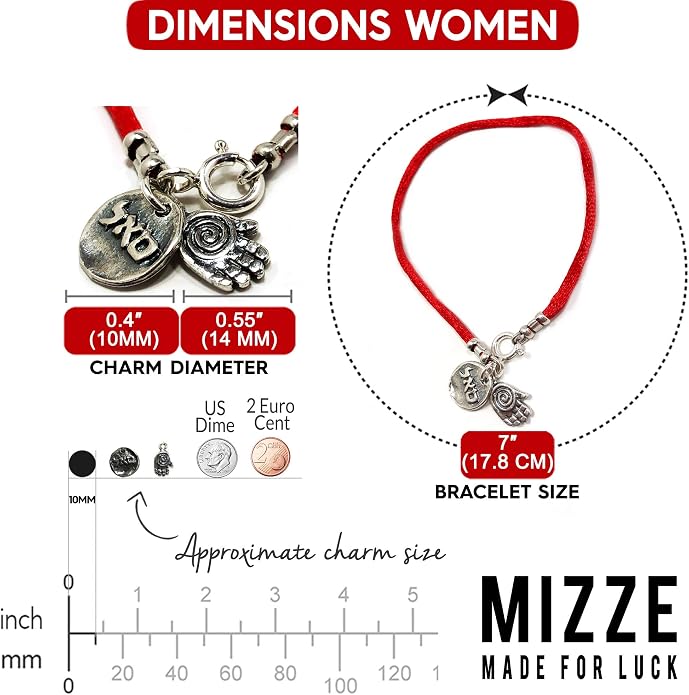 Red Silk 7" Bracelet with Silver Coin for Success & Abundance + Hamsa Hand Charm for Ultimate Protection - Ideal Women's Gift for New Job, Business Ventures, or Celebrating Personal Achievements