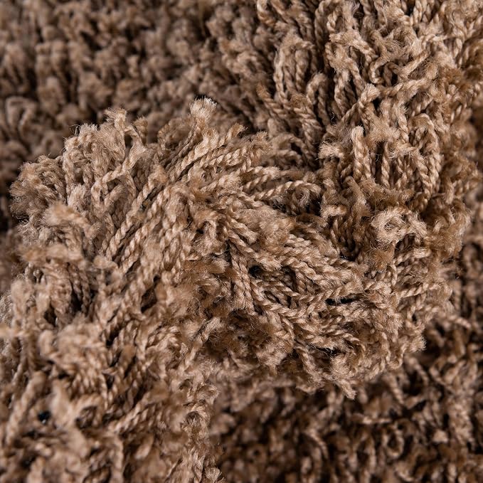 Unique Loom Solid Shag Collection Area Rug (7' 10" x 10' Oval, Sandy Brown)