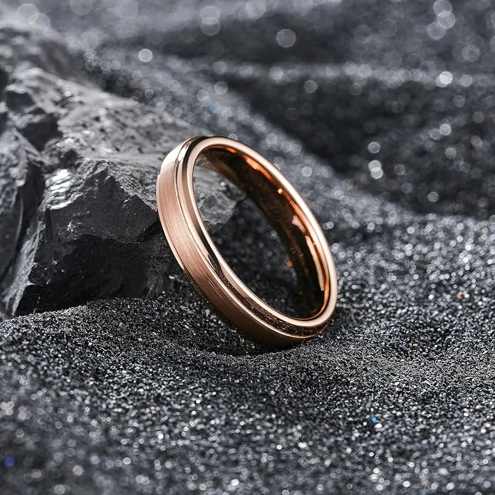 King Will Classic Tungsten Wedding Band for Men, 6/7/8/9/10mm Widths, Polished Finish Step Edge Matte Rings Comfort Fit