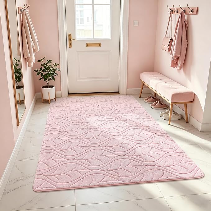 Macgace Soft Area Rug for Girls Bedroom, 3x5 Pink Geometric Shag Rugs | Washable Non-Slip Backing Medium Pile Modren Fuzzy Carpet for Kids Room, Classroom, Living Room, Dorm