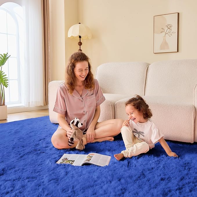 OPPODREAM 4x6 Royal Blue Rugs for Bedroom, Ultra-Soft Fluffy Area Rugs for Living Room, 4 x 6 Shag Carpet for Nursery, Kids, Girl, Boy, Baby, Plush, Fuzzy, Shaggy, Cute Home Decor