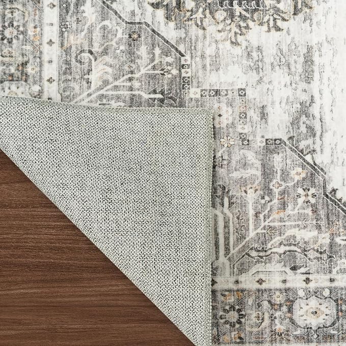 RUUGME Washable 8x10 Area Rugs - Large Rugs for Living Room Stain Resistant Carpet Vintage Rugs for Bedroom with Non Slip Backing Home Decor Floor Decoration Mat (8x10 Grey)