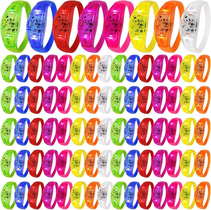 150 Pcs LED Glow Bracelets Sound Activated Light Up Bracelets for Adults Glow in the Dark Party Supplies Birthday Party Favors for Christmas, Halloween, Rave, New Year, Concert