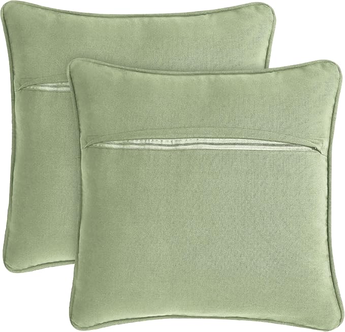 Boho Living 18x18 Sage Green Throw Pillow Covers Pillow Insert not Included - Boho Pillow Covers Only, Pack of 2