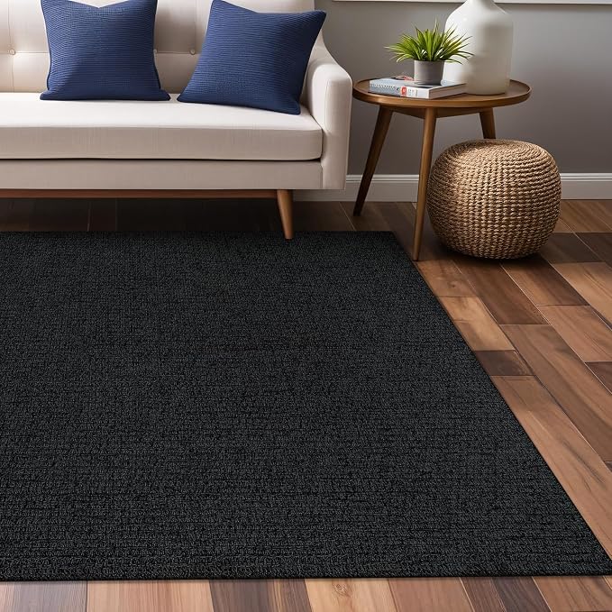 Luul Home Easy Jute Rugs 8x10 Dark Gray Color Living Room Indoor Outdoor Area Rug for Farmhouse Patio and Kitchen Rug High Traffic Washable Easy to Clean Solid Woven Design Outside Carpet (8 x 10)