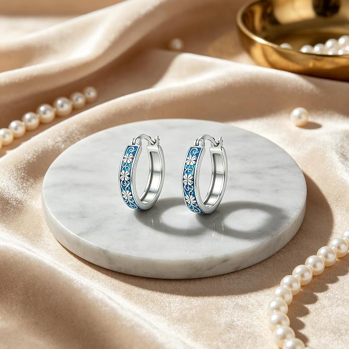 Opal/Turquoise Huggie Earrings 925 Sterling Silver Opal/Turquoise Small Animal Huggie Hoop Earrings Animal Huggies Earring Jewelry Gifts for Women Mom Her