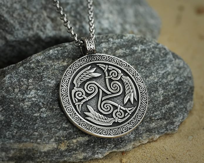 Baldur Jewelry - Viking Raven Crow Bird Necklace - Celtic Norse Odin Bird Raven Hugin Munin Pendant Necklace - Raven Wings Necklace - Raven Jewelry - Raven Skull Pendant - Raven Gifts