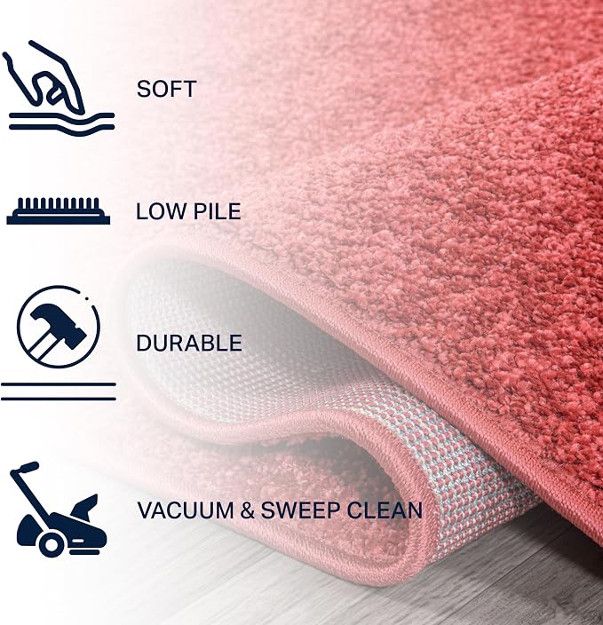 JONATHAN Y Haze Solid Low-Pile Red 8' Round Indoor Area Rug, Coastal,Bohemian,Minimalist,Classic, Easy-Cleaning for Living Room,Bedroom,Kitchen,Pet Friendly,Non-Shedding (SEU100E-8R)
