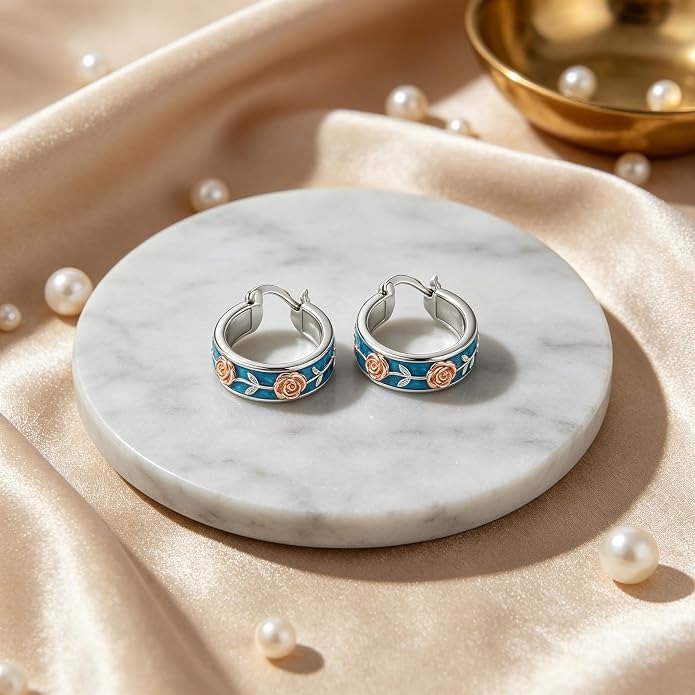 Opal/Turquoise Huggie Earrings 925 Sterling Silver Opal/Turquoise Small Animal Huggie Hoop Earrings Animal Huggies Earring Jewelry Gifts for Women Mom Her