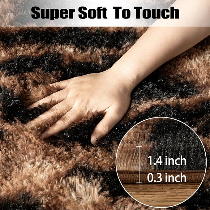 qulint Leopard Rug for Living Room, 5x7 Fluffy Carpet for Bedroom Nursery | Soft Shaggy Cheetah Rug for Kids Room, Modern Animal Carpet for Dorm Room Classroom Home Decor Aesthetic