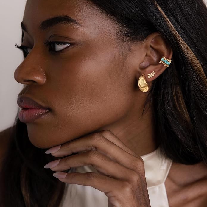 MYEARS Women Hoop Earrings Gold 14K Gold Filled Small Simple Handmade Hypoallergenic Everyday Illusion Jewelry