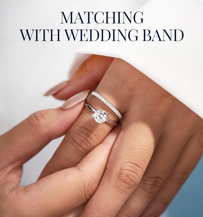 MomentWish Engagement Ring for Women, 1-2 Carats Moissanite Rromise Ring, D Color VVS1 Moissanite Wedding Ring 925 Sterling Silver Solitaire Rings