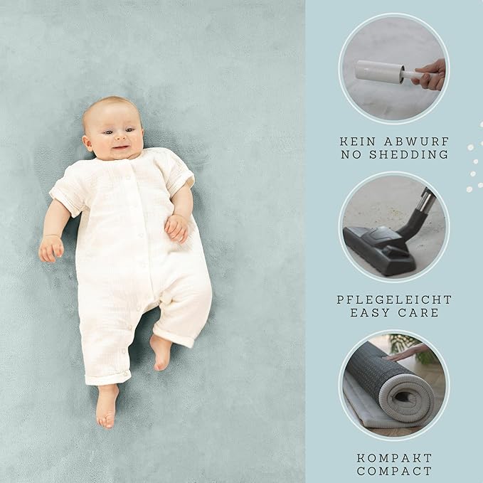 Hakuna Matte CloudSoft Baby Play Mat for Floor 60" x 80" Green | Coral Velvet Memory Foam Rug for Crawling & Cozy Play – Non-Slip, Water-Resistant, Easy-CareTummy Time Mat