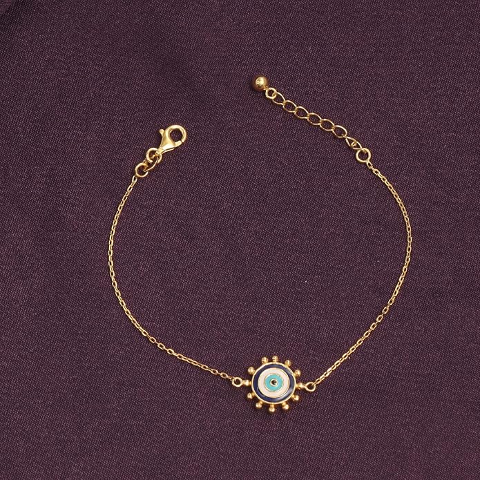 Charmsy 925 Sterling Silver Evil Eye Necklace Bracelet for Women | 14K Gold-Plated Evil-Eye Bracelets | Good Luck Necklace Jewelry