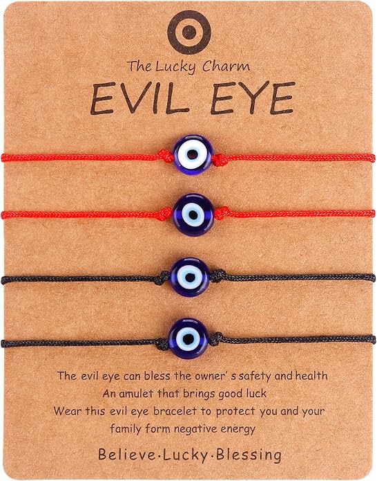 4 Pcs Evil Eye Bracelets & Anklet - Handmade Evil Eye Jewelry for Women's Protection