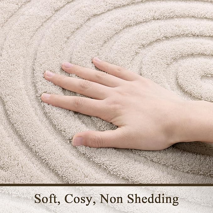 SHACOS Soft Cozy Fluffy Arch High Low Pile Runner Rugs 3x10 ft Non Slip Washable Scandinavian Minimalist Area Rug Runner Modern Carpet for Living Room Hallway Bedroom Bathroom Kitchen, Beige