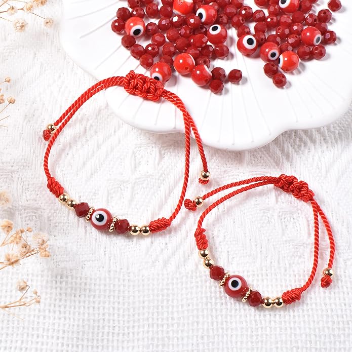 Evil Eye Bracelet For Women Teen Girls Amulet Pink Protection Bracelet Good Luck Adjustable String Bracelet Anklet
