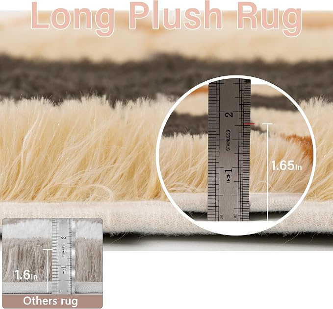 PureCozy Shag Rug 9x12 for Living Room Soft Non-Slip Large Area Rug Bedroom | Fluffy，Washable，Checkered Rug, Kids Room, Nursery Room, Classroom
