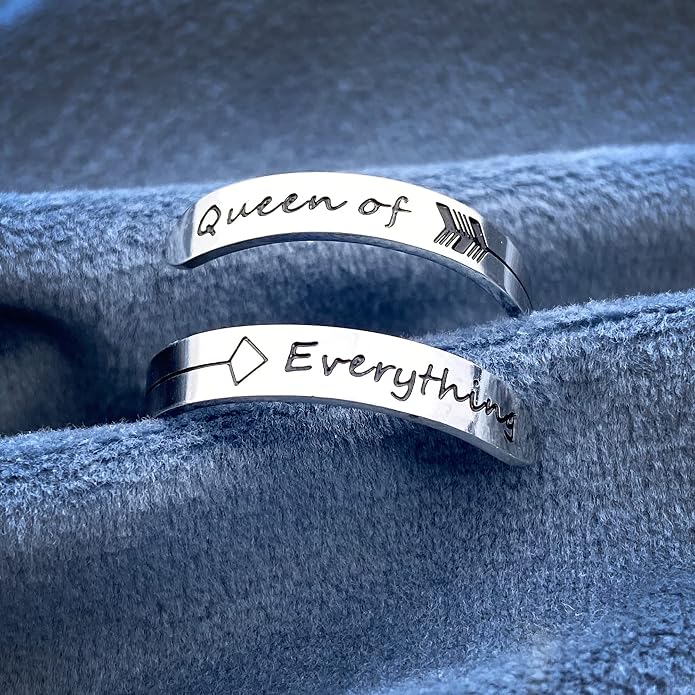 Vrycot Adjustable silvery Inspirational Stainless Steel Adjustable Bands Cool Stacking Opening Gift for Women Statement