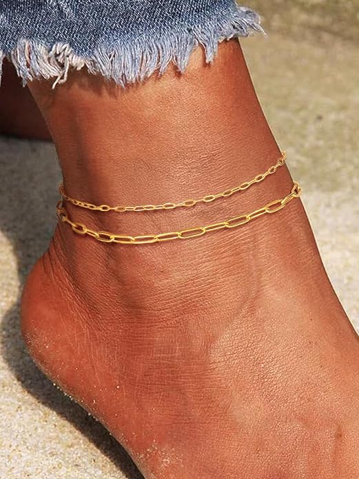 PROSTEEL Gold/Silver Anklets for Women Waterproof, 14K Gold Plated Ankle Bracelet Non Tarnish, Jewelry Gifts Adjustable