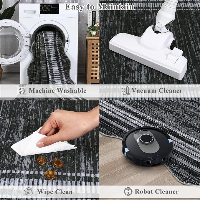 Washable Runner Rug 2x6 Modern Solid Scalloped Kitchen Runner Mat Minimalist Plain Long Runner Rug for Entryway Bedroom Bedside Non Slip Low Pile Boho Accent Solid Runner Rugs for Entryway, Black | Modern Long Runner Rug for Entryway Bedroom, Non Slip ...