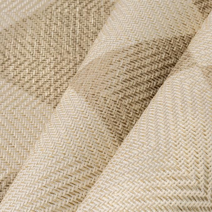 HUGEAR 8x10 Outdoor Rug Brown/Beige Linen-Look Fabric Checkered Area Rug High Traffic Stain Resistant Easy Clean Durable Rugs for Indoor/Outdoor Patio Deck Balcony Porch Garden Courtyard