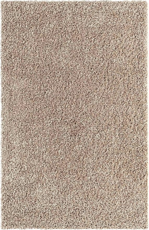 Unique Loom Solid Shag Collection Area Rug (5' 3" x 8' Rectangle, Taupe) | Modern Solid rug, stain and water resistant, doesn't shed, easy to clean, kid and pet friendly. Ideal for the living room.