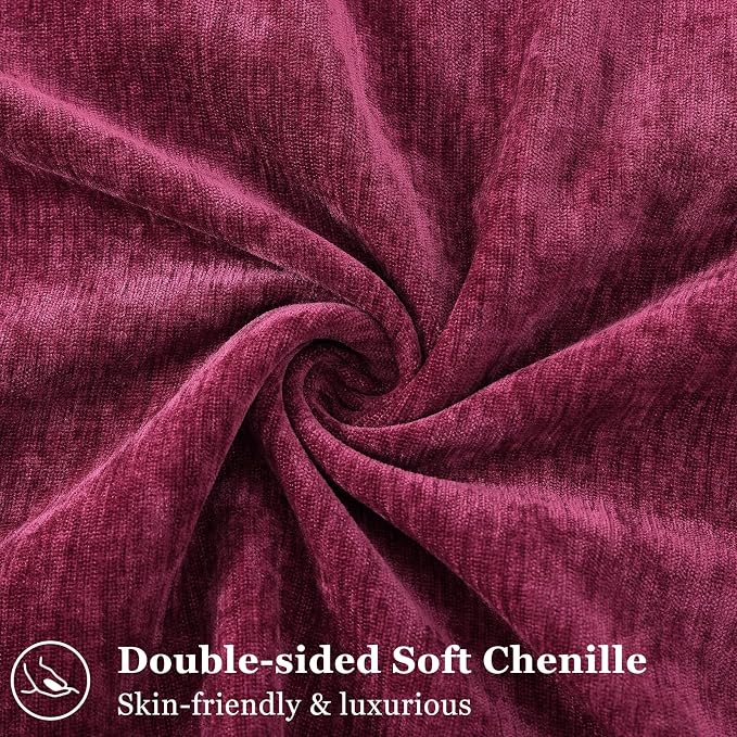decorUhome Chenille Rhododendron Throw Pillow Covers 22x22 Set of 2 | Fall Soft Euro Sham Couch Decorative Modern Velvet Pillow Cases with Elegant Design for Sofa Bed Living Room Home Decor