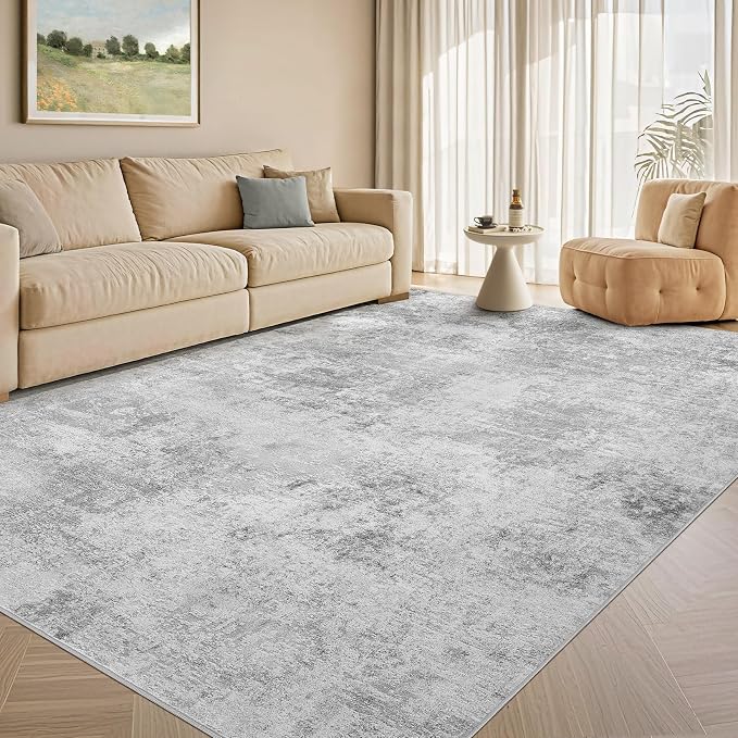 Tortania Area Rug Living Room Rugs - 5x7 Washable Large Soft Neutral Boho Moroccan Bohemian Farmhouse Rug Indoor Floor Carpet for Bedroom Under Dining Table Home Office Decor - Ivory Grey