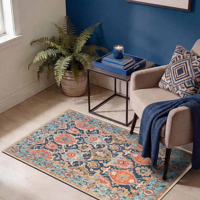 Keen Home Design 24"x36" Rug - Machine Washable Entry Rug with Non-Slip Backing, Ideal for Entryway, Kitchen, Bathroom, Laundry Room - Vintage, Easy Clean, Durable, Low Pile - (2' x 3')