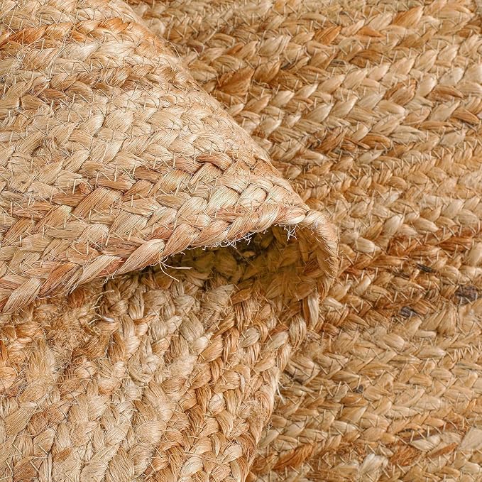 GRUHUM Handwoven 5ft Jute Area Rug Natural Fiber Round Boho Farmhouse Rustic Vintage Soft Braided Reversible EcoFriendly Rugs for Indoor EcoFriendly Kitchen Bedroom Living Room Hallways (5' ft Round)