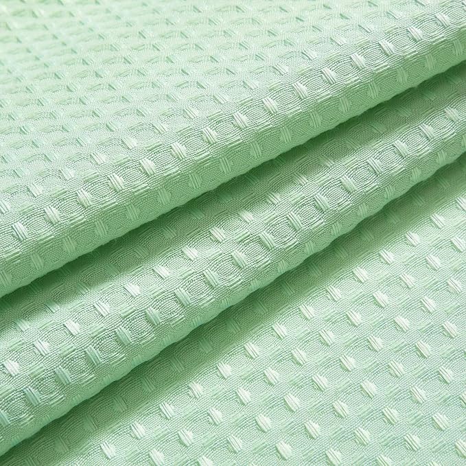 River Dream Heavyweight No Hooks Required Dotted Waffle Weave Shower Curtain with Snap in Liner - 71W x 74H,Hotel Grade,Spa Like Bath Curtain,Green Light
