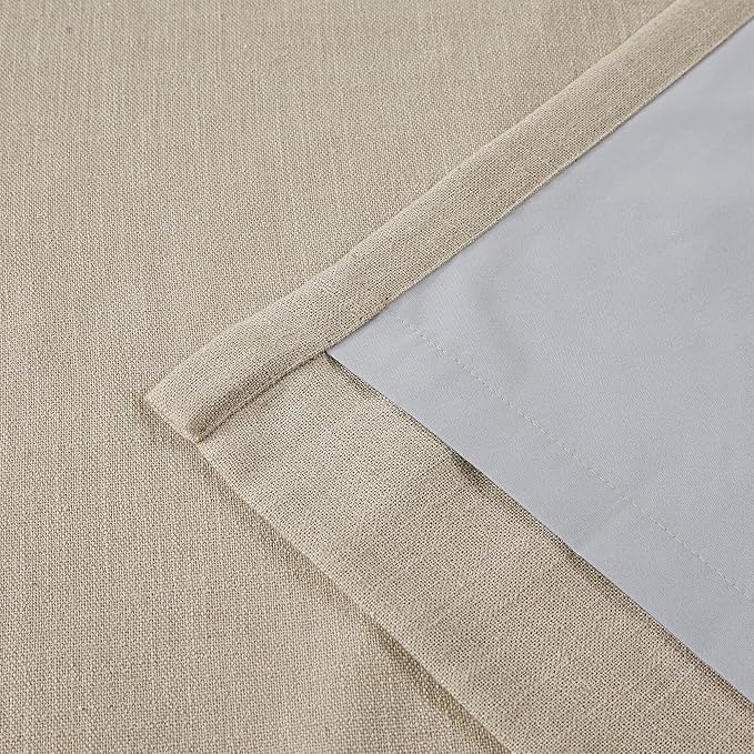 Vision Home Sand Pinch Pleated Full Blackout Curtains Linen Blended Room Darkening Window Curtains 112 inch for Living Room Bedroom Thermal Insulated Pinch Pleat Drapes with Hooks 60" Wx112 Lx1