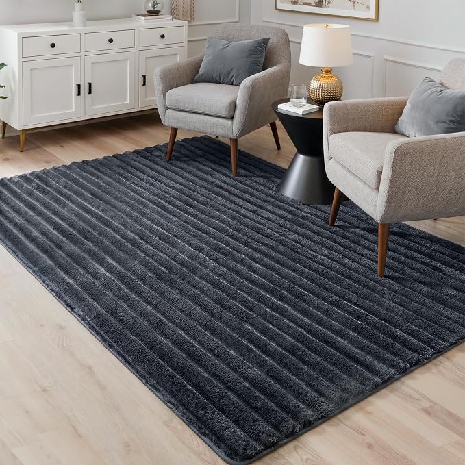 GENIMO 8x10 Area Rug for Bedroom, Soft Non Slip Fuzzy Carpet for Kids Girls and Boys, Shag Fluffy Solid Plush Rugs for Living Room, Dorm, Nursery, Playroom, Home Decor Aesthetic, Grey